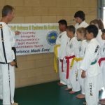 Instructor Mr Dieben teaching core Taekwondo values